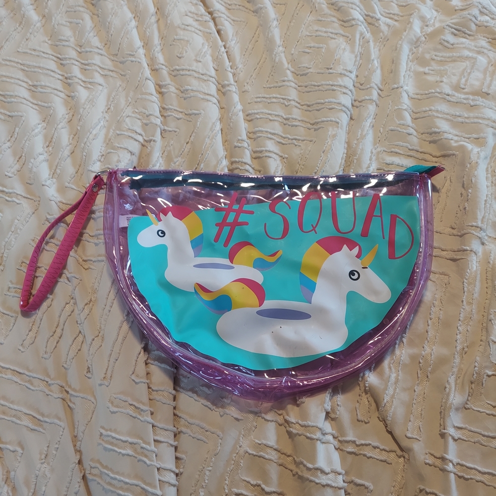 Colorful Unicorn Transparent Clutch Bag Zip pouch Beach Pool Bag Wetbag Plastic